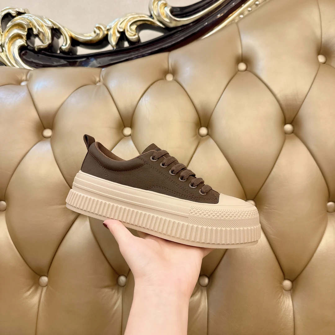 三代饼干【美拉德】秋冬加绒运动厚底休闲软底小白鞋系带低帮百搭