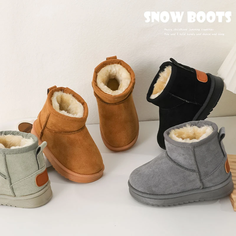 儿童雪地靴冬季新款加绒加厚冬靴女童软底棉靴子男童宝宝棉鞋保暖