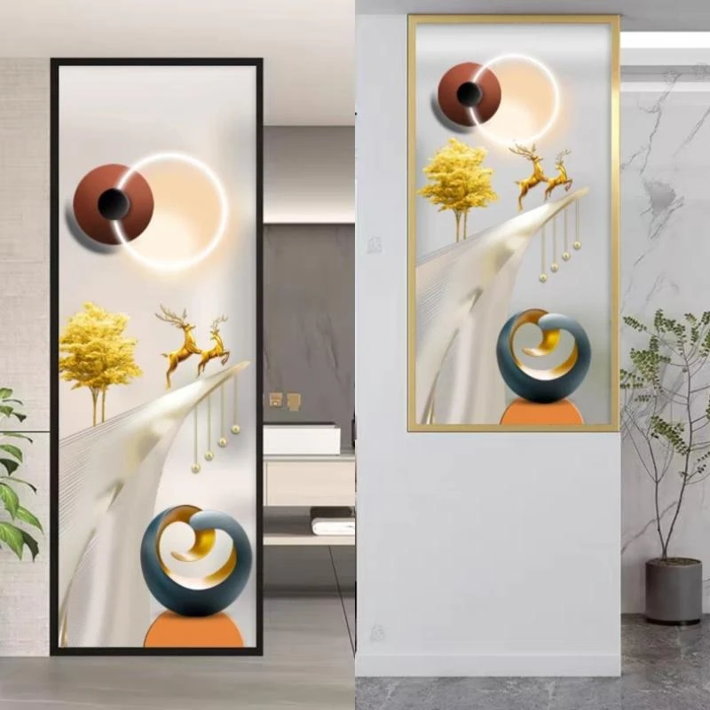 轻奢铁艺长虹玻璃隔断入户玄关现代装饰客厅洗漱台小半墙艺术屏风