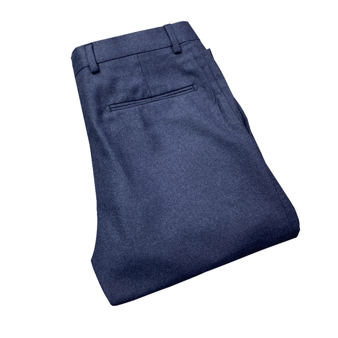 鸟【桑蚕丝+绵羊毛】藏青色磨毛秋冬款轻奢男士西裤XK062