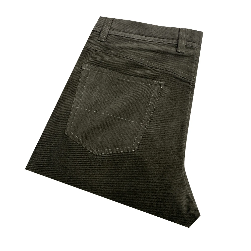 鸟【灯芯绒】墨绿色男士长绒棉百搭直筒轻奢微弹秋冬休闲裤XK201