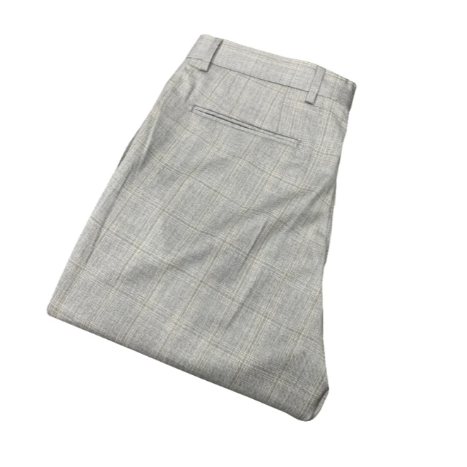 鸟【REDA SUPER 110'S】灰色亲王格美丽诺羊毛男士直筒西裤XK036