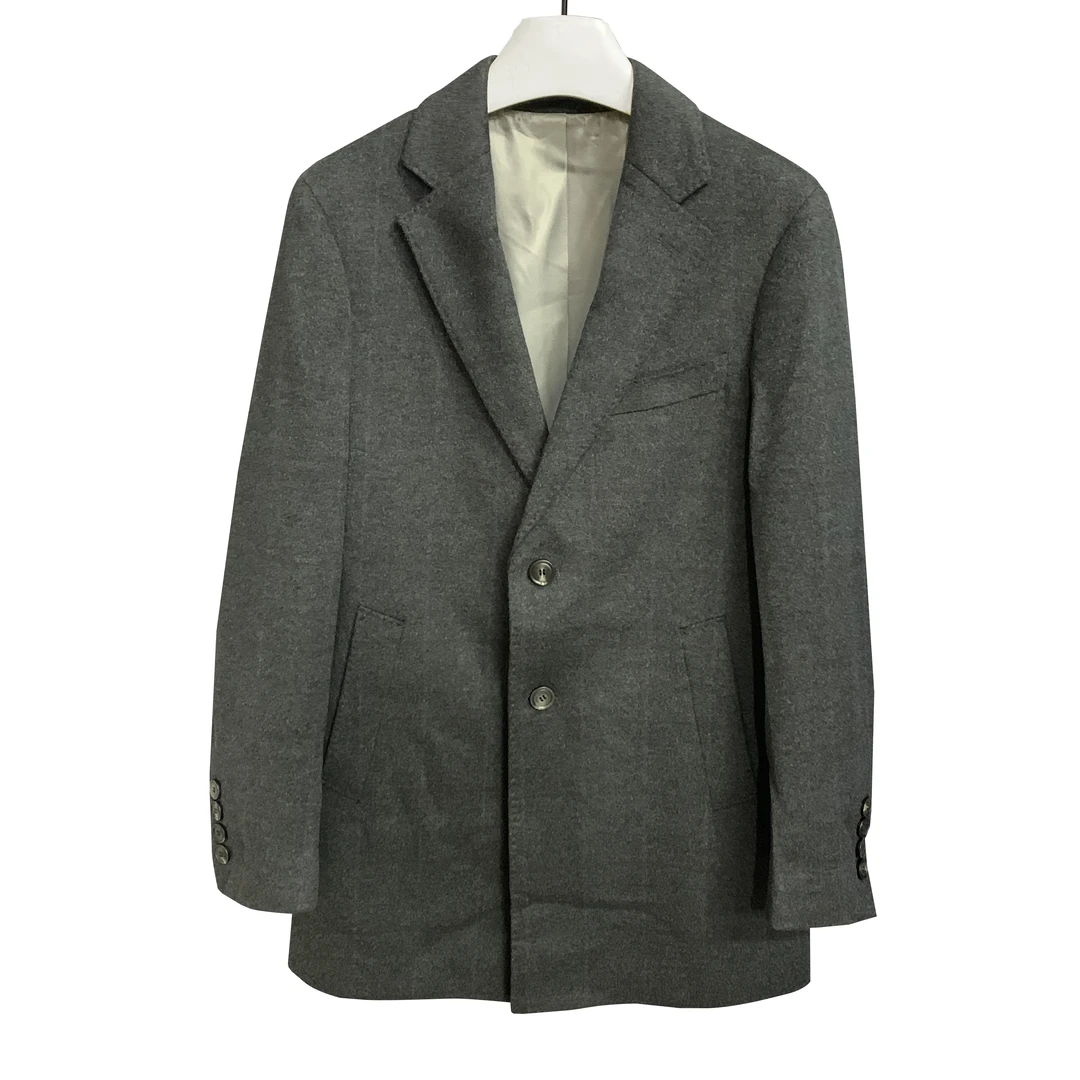 鸟【绵羊毛+桑蚕丝】灰色男款毛呢大衣中长款秋冬商务DY022