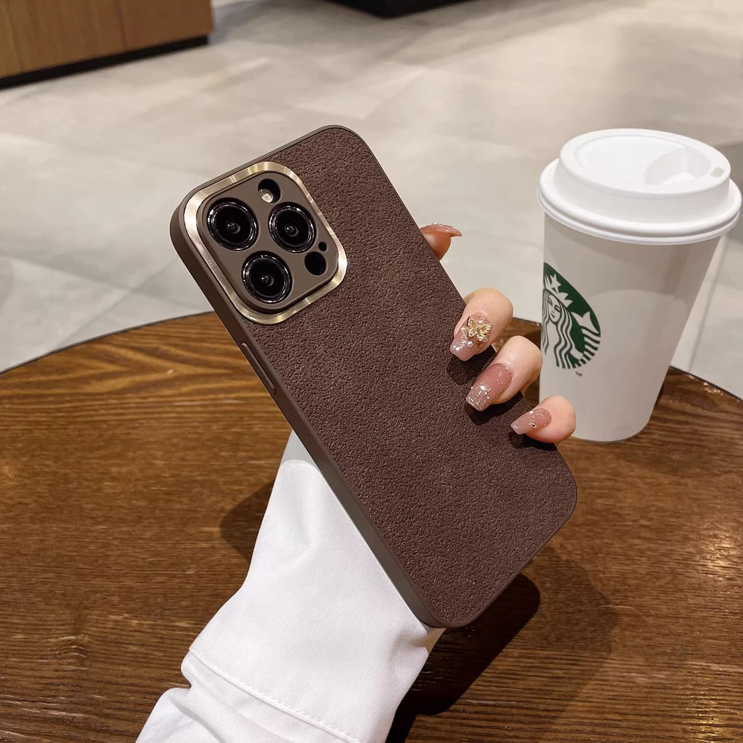 金属圈苹果14手机高级潮牌真皮镜头全包奢华透明高端手机外壳简约