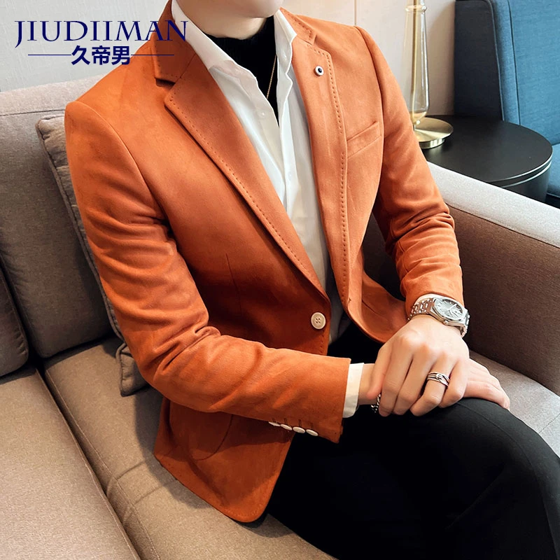 高档男装休闲西服外套男士潮流帅气西装英伦雅痞风格男款单西上衣