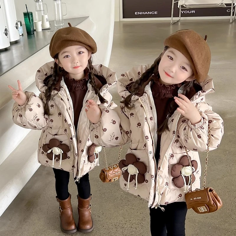 女童棉袄冬季新款女宝宝连帽棉服加厚保暖小女孩冬天衣服洋气时尚