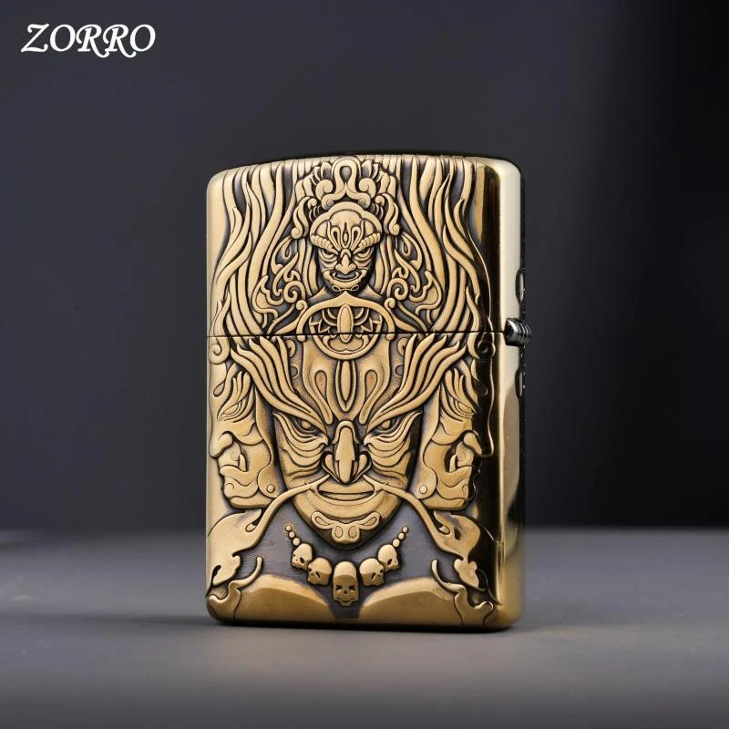 ZORRO佐罗902S浮雕多种图案DIY狮子煤油打火机老式防风创意打火机