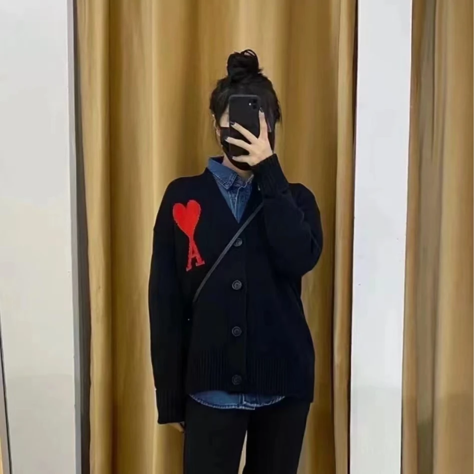 AMI PARIS 经典款爱心Oversized宽松版型开衫毛衣外套G
