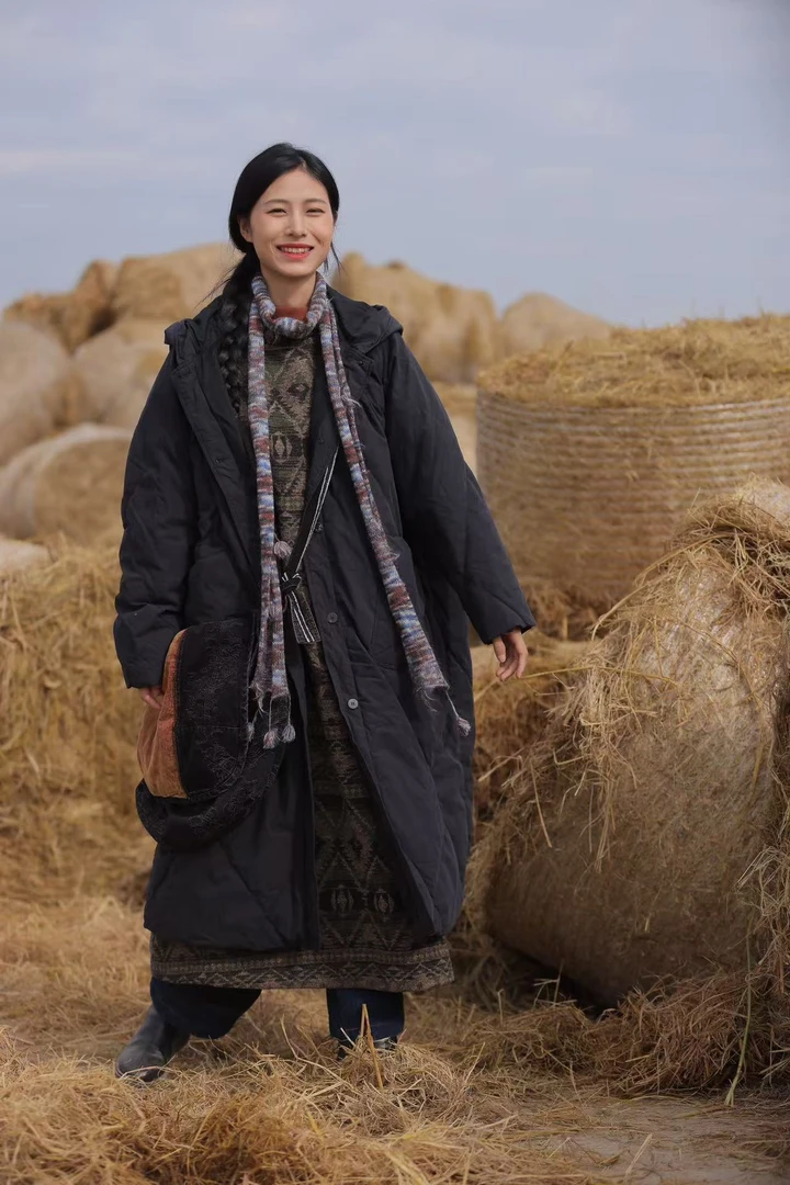 小红分享-荼35811冬季新款中长款连帽羽绒棉衣