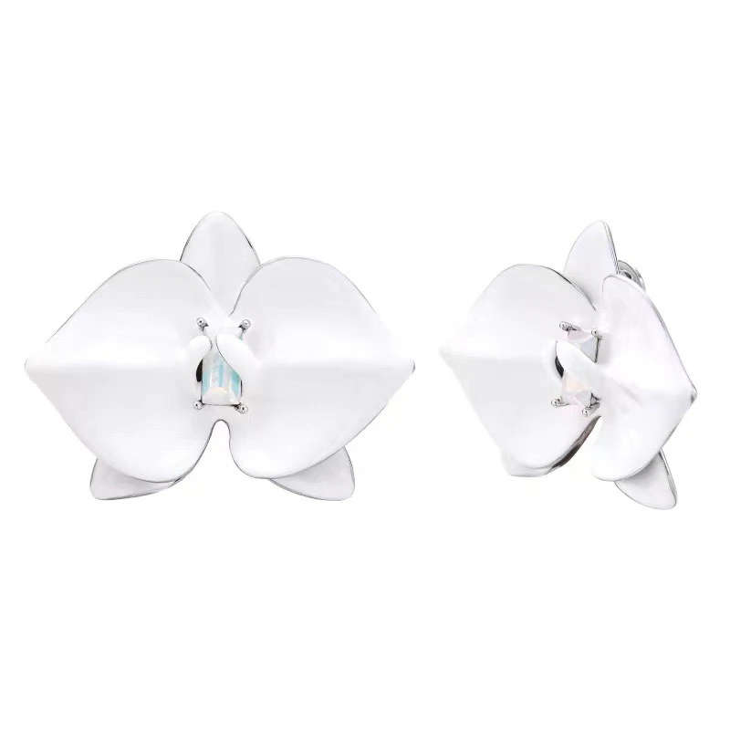 铜合金珐琅耳饰 新中式兰花系列珐琅耳夹