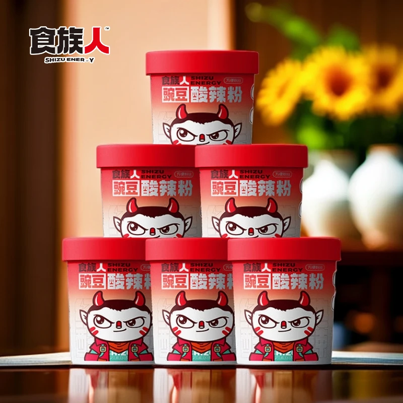 食族人豌豆酸辣粉免煮冲泡粉丝非油炸方便速食宿舍夜宵桶装嗦粉