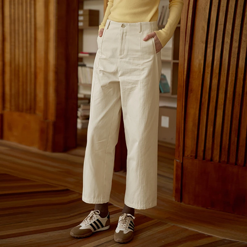 纯棉休闲裤秋冬设计感小众高腰藏肉显瘦山本裤慵懒随性九分奶奶裤