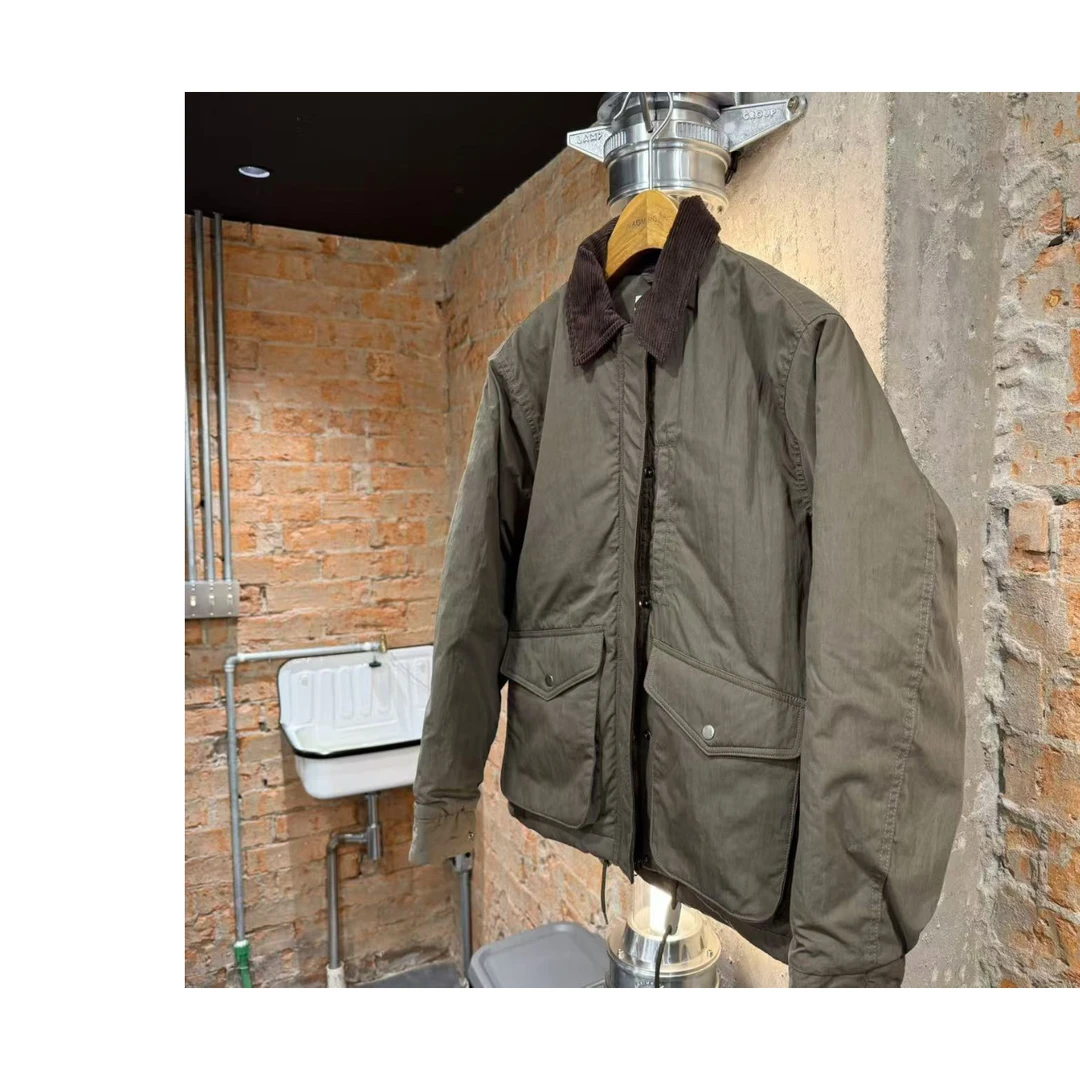 【韩国东大门】拼接灯芯绒领多口袋棉衣