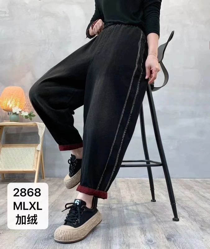 2024秋冬新款加绒休闲牛仔裤