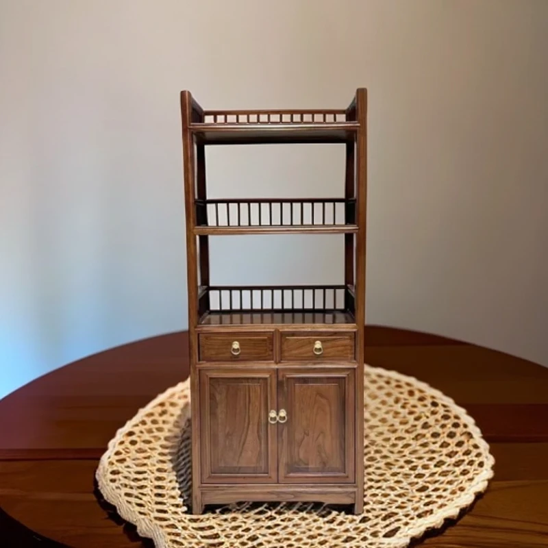 新中式老榆木小书柜茶叶柜置物架简约禅意家装移动性客室阳台家居