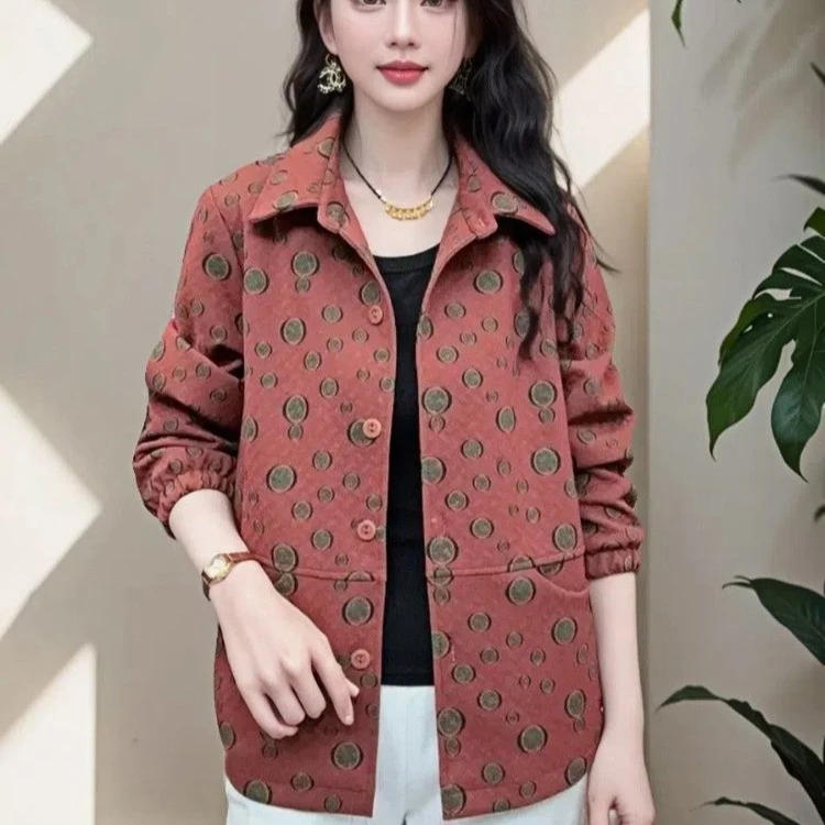 妈妈秋季新款气质百搭宽松休闲外套大码中老年妇女显瘦长袖上衣