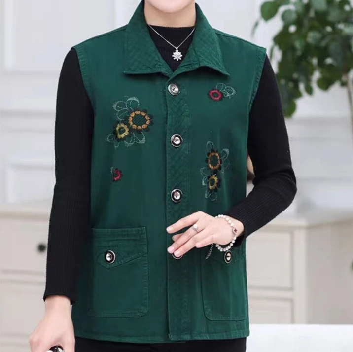 单层刺绣春秋款马甲妈妈装986