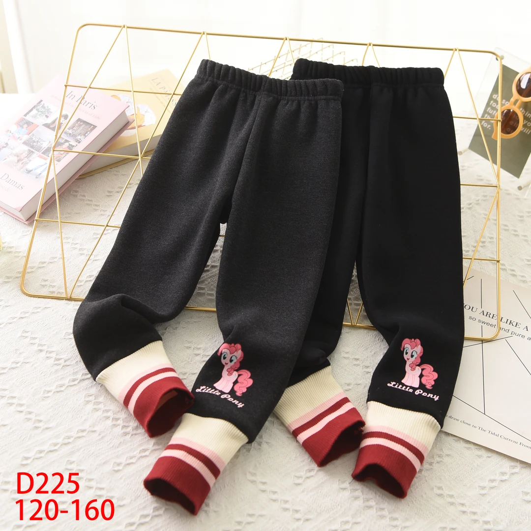 断码青！女童加绒加厚打底裤 儿童mie毛拉架脚口罗纹裤子D225