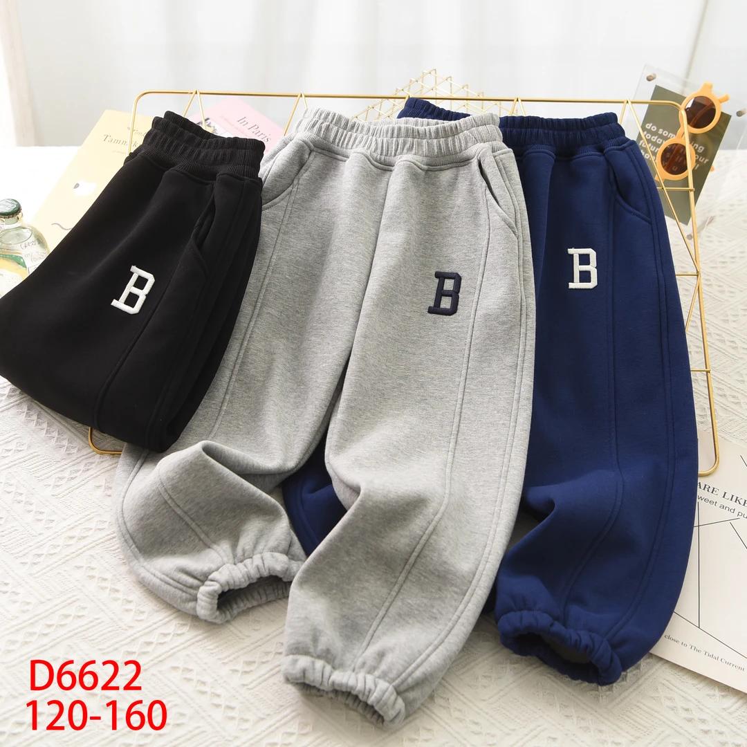 男童加绒卫裤 儿童冬款基础刺绣字母中大童极简风D6622
