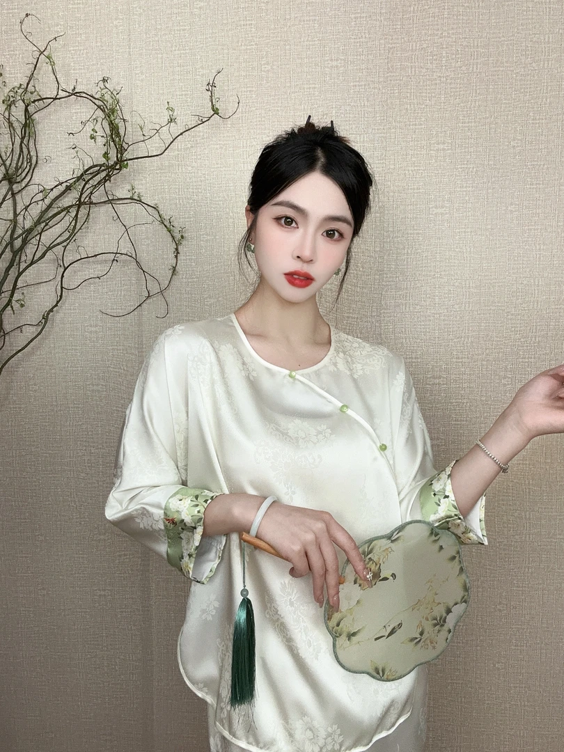 新中式高级感国风套头女睡衣2024春夏提花高奢轻薄家居睡衣女套装