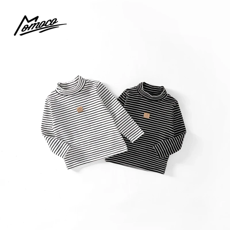 MOMOCO/玛米玛卡秋冬儿童时尚条纹打底衫贴身保暖长袖T恤