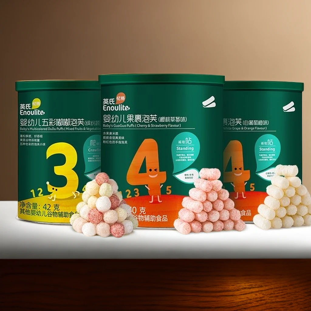 英#氏婴幼儿小鱼泡芙香蕉味白葡萄牛奶味椰子味宝宝零食入口即化