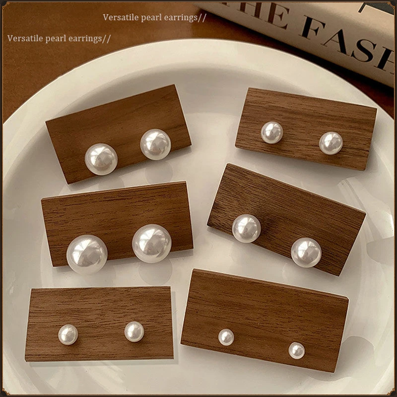 合金耳饰 施家同款耳钉法式珠珠耳环轻奢高级感复古气质通勤耳饰