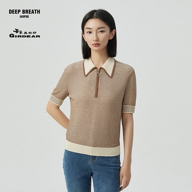 DEEP BREATH深呼吸哥弟真的好半拉链POLO领毛针织衫A301241