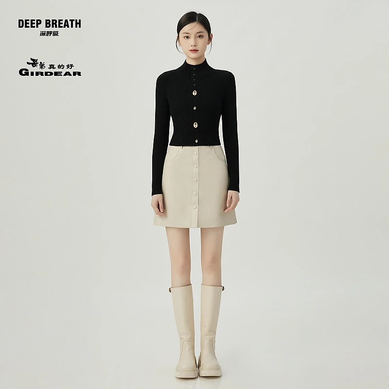 DEEP BREATH深呼吸哥弟真的好烟管领造型纽扣竖针织衫衫A301368