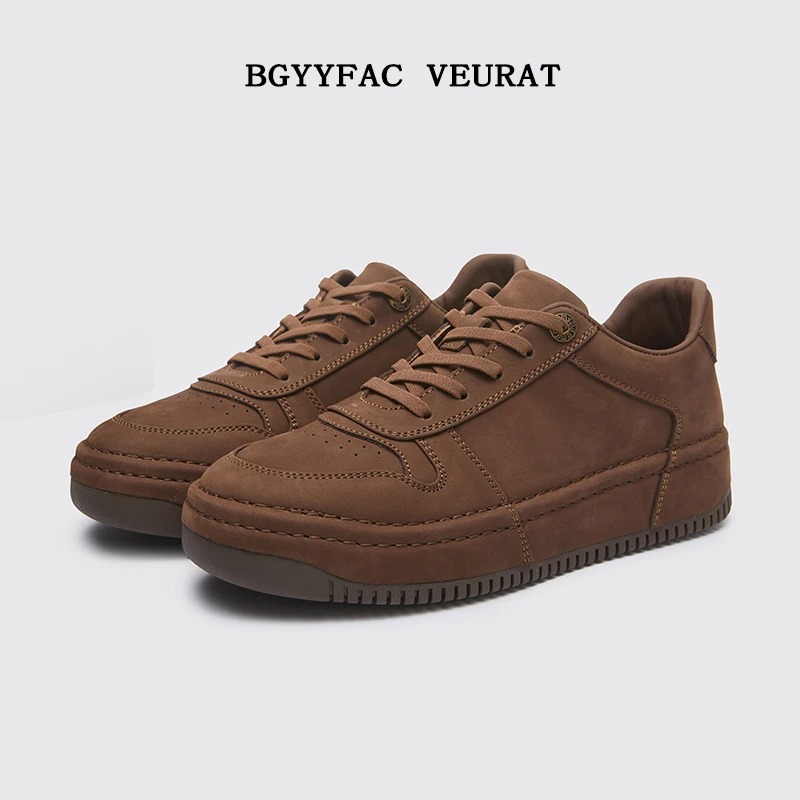 BGYYFAC VEURAT新款牛皮运动休闲鞋男士低帮平底百搭板鞋时尚男鞋