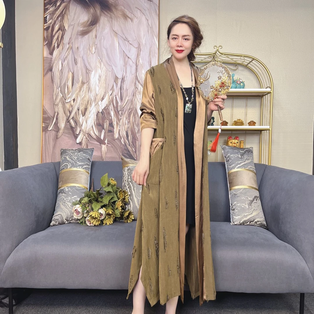 238016桑蚕丝时尚经典复古气质减龄名媛女装宽松休闲百搭开衫外披