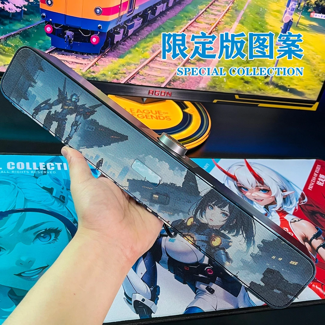 特别限定版 机甲印刷 黑色电竞桌面音箱 高保真音质 有线电脑音响