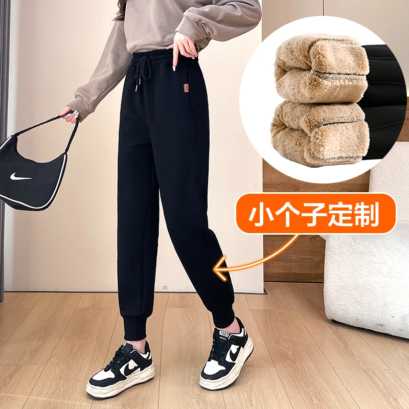 运动裤女羊羔绒冬加绒保暖外穿时尚显瘦气质潮牌休闲束脚卫裤长裤