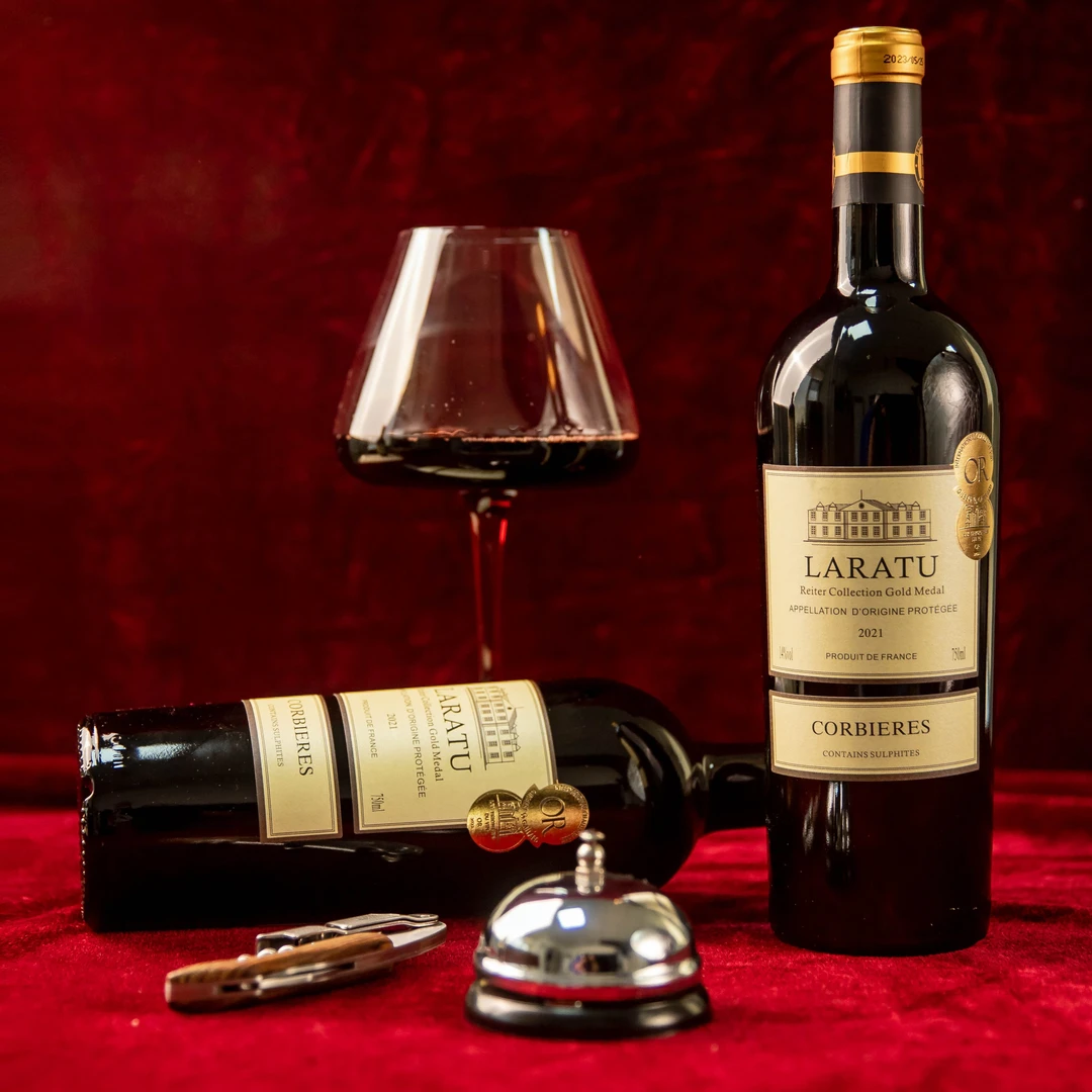 【法国莱拉图·瑞特珍藏金奖干红葡萄酒】两支礼盒装14度AOP级750ml