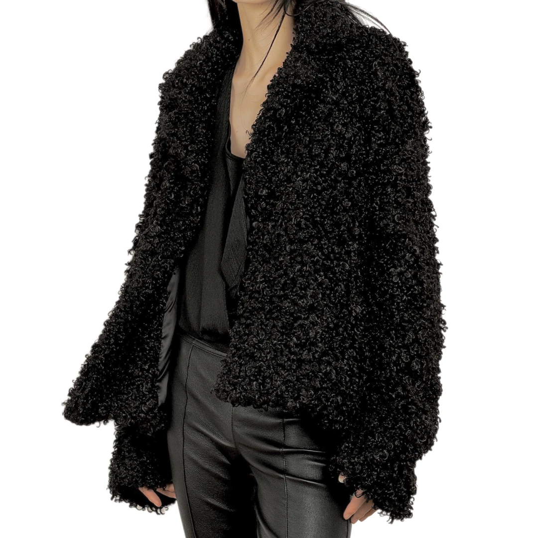 短款羊卷绒宽松外套保暖环保CORA&WYNN