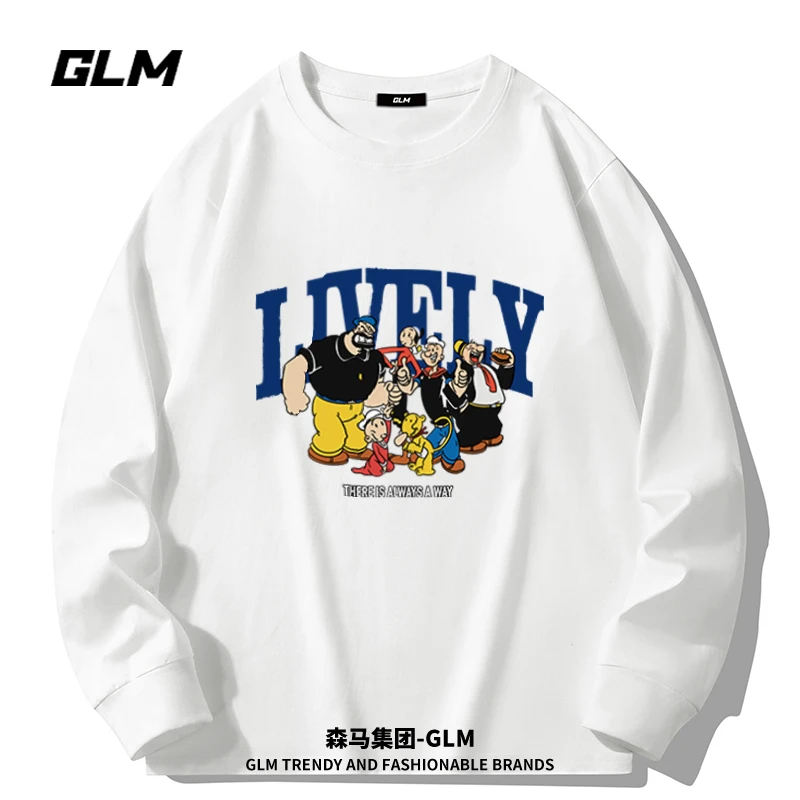 集团品牌GLM纯棉秋季男装长袖t恤衫高端轻奢潮牌大学生早秋上衣服