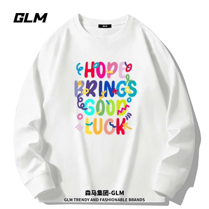 集团品牌GLM纯棉秋季男装长袖t恤衫高端轻奢潮牌大学生早秋上衣服