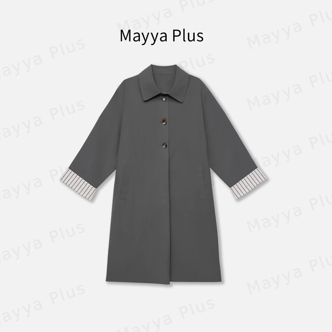 【伦敦画报】Mayya Plus麦芽定制轻奢气质显瘦百搭梭织风衣32436688