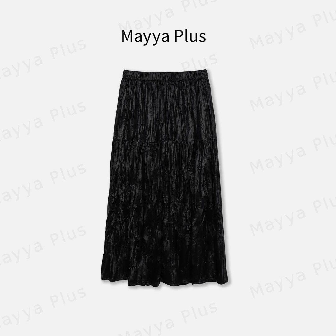 【油蜡皮裙】Mayya Plus麦芽定制轻奢气质显瘦百搭梭织裙子32437170