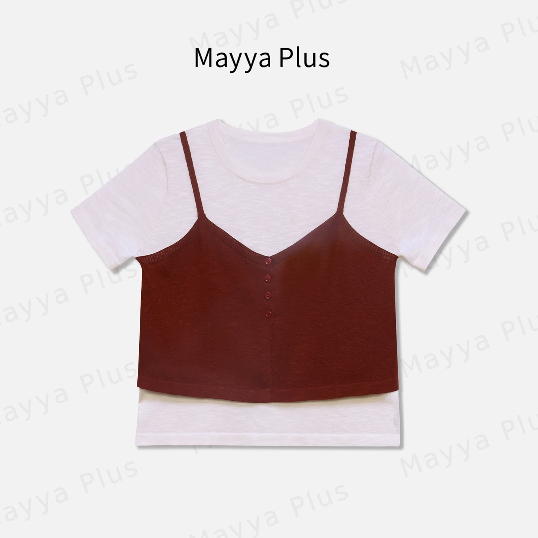 【吊带T】Mayya Plus麦芽定制轻奢气质显瘦百搭款针织上衣32428191