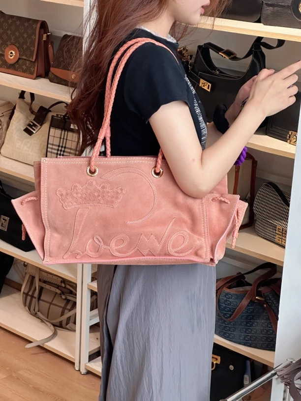 95新 LOEWE/罗意威 蜜桃粉沙滩托特包