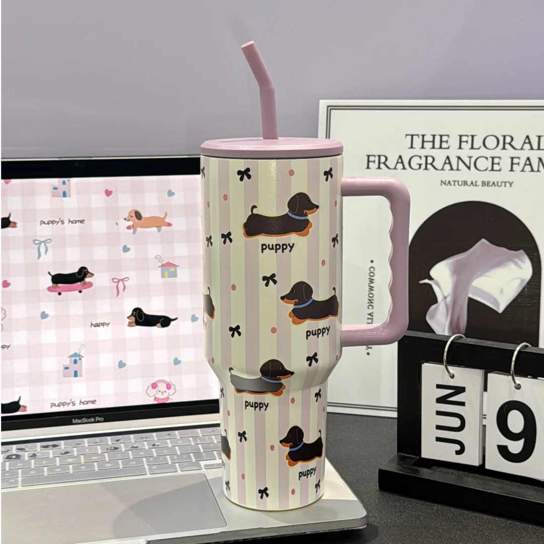 腊肠狗水杯创意办公大容量水杯吸管杯随行冰霸杯保温保冷杯情侣杯