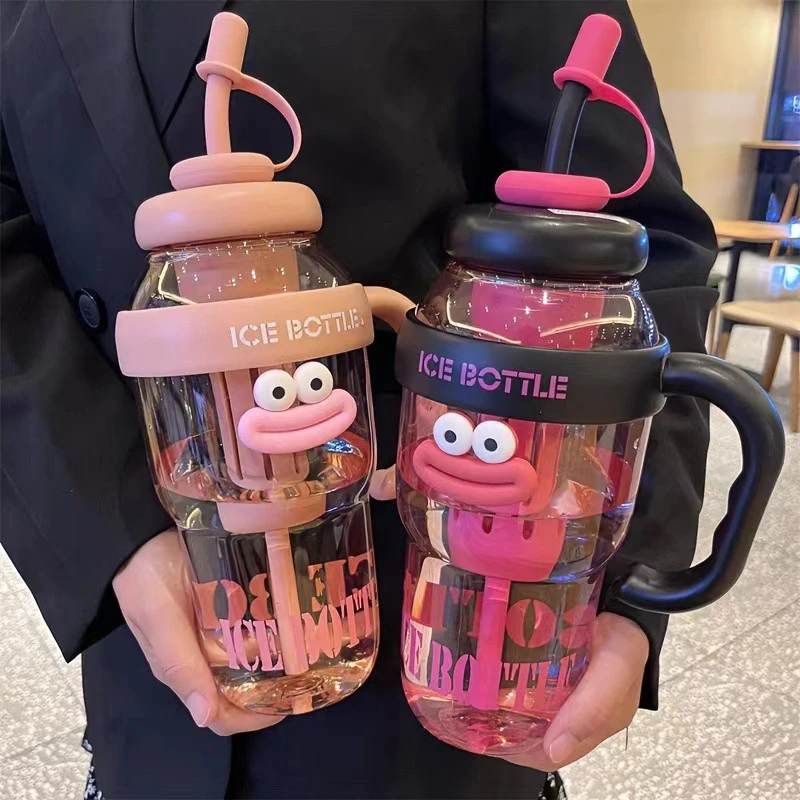 高颜值大容量冰霸杯女生花茶塑料水杯带茶漏便携式吸管杯男大肚杯