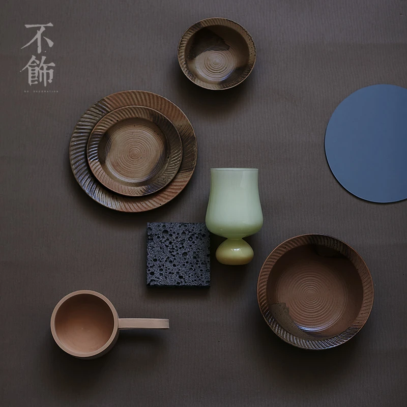 【月球表面】高温窑变釉复古西餐盘ins粗陶碟子日式点心托盘