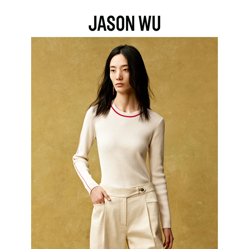 【早春新品】JASON WU 24年新款后背镂空含羊毛上衣针织套头衫女