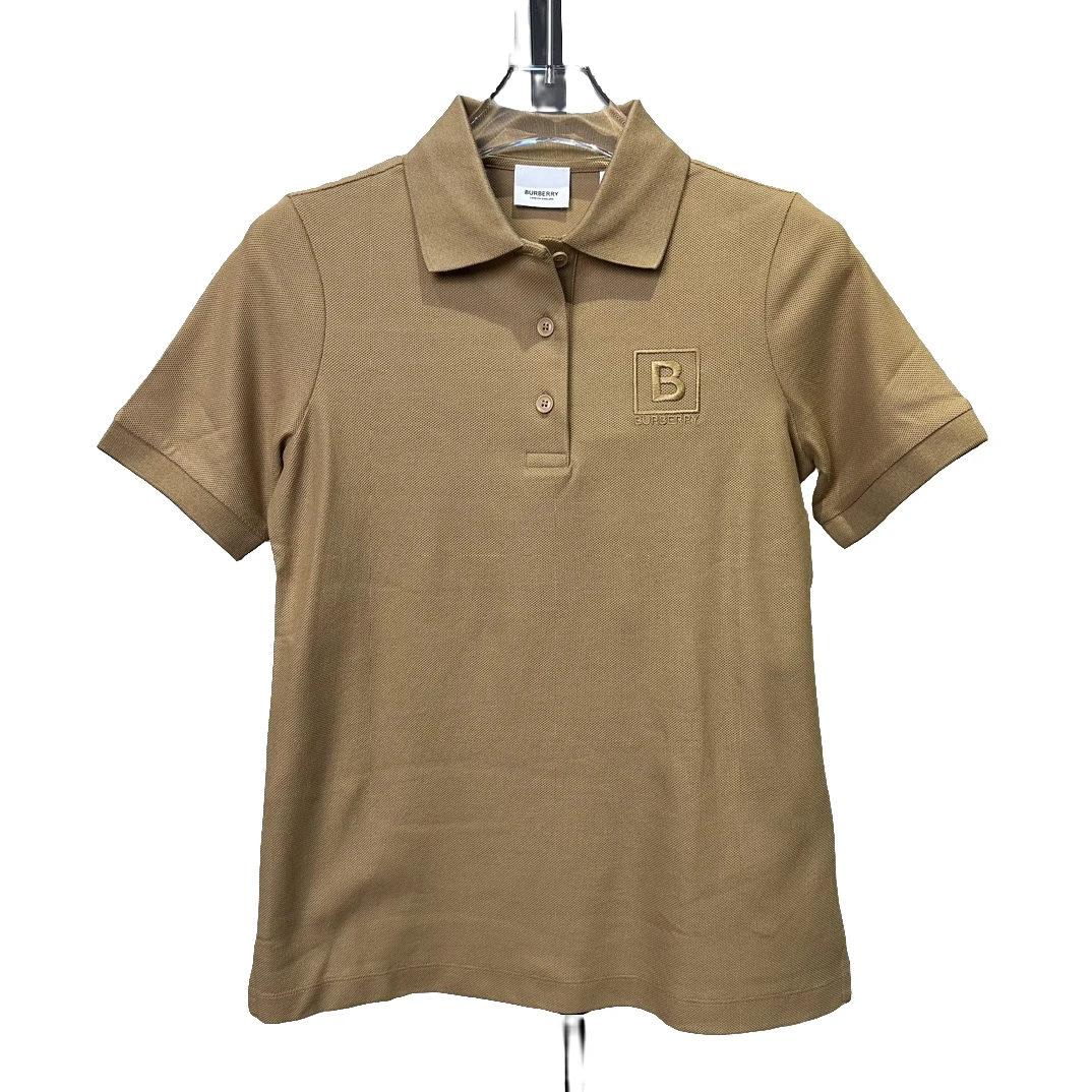 全新未使用 BURBERRY/博柏利 驼色B字logo夏季polo女士半袖115429
