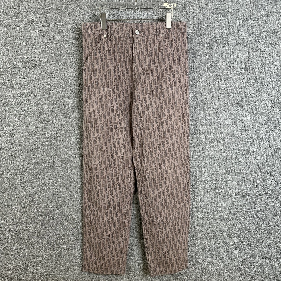 全新未使用 DIOR/迪奥 迪奥男士咖啡色老花牛仔长裤舒适时尚休闲