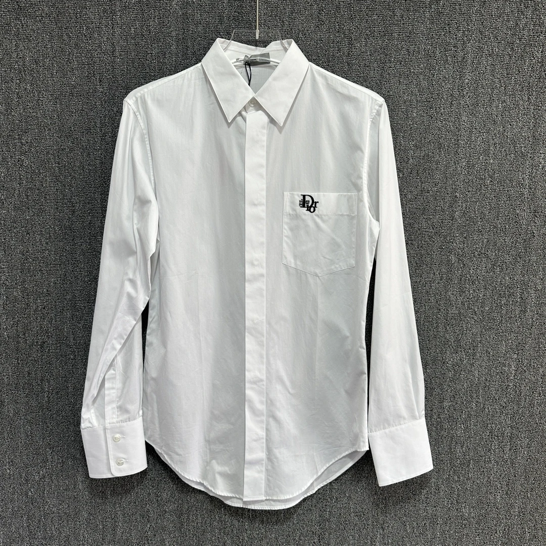 全新未使用 DIOR/迪奥 迪奥男士口袋迪奥logo白色长袖衬衫百搭