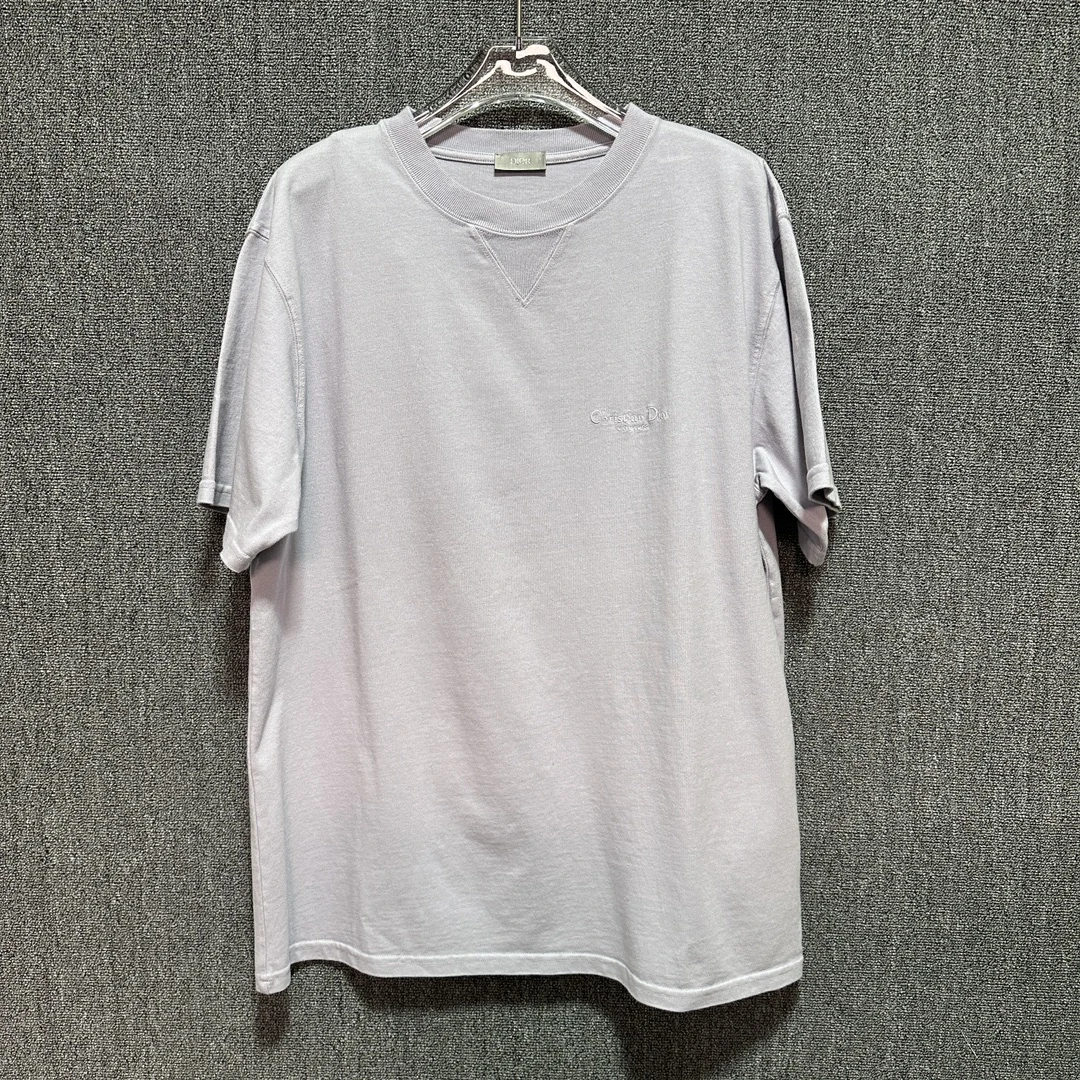 全新未使用 DIOR/迪奥 迪奥男士紫色圆领小logo短袖T恤白色时尚