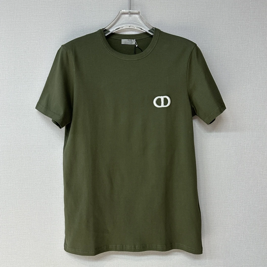 全新未使用 DIOR/迪奥 男士军绿色CD圆领T恤休闲时尚百搭男装701